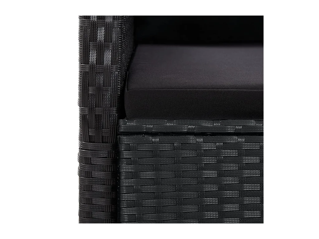 Ensemble à manger de jardin 11 pcs coussins noir résine tressée