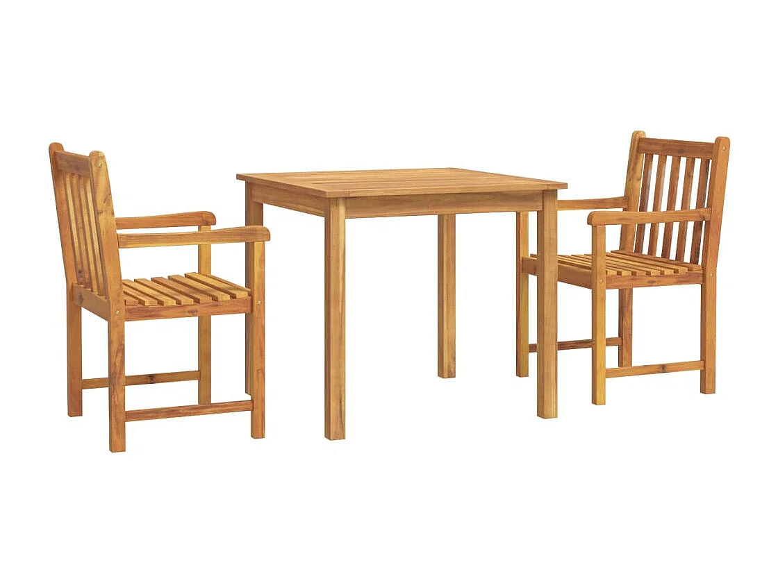 Set da Pranzo per Giardino 3 pz in Legno Massello di Acacia