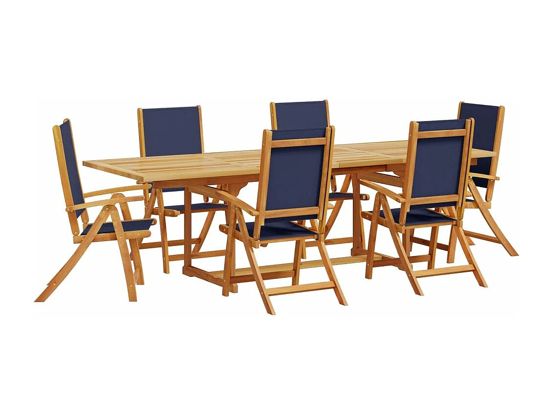 Set Pranzo da Giardino 7pz Legno Massello di Acacia e Textilene