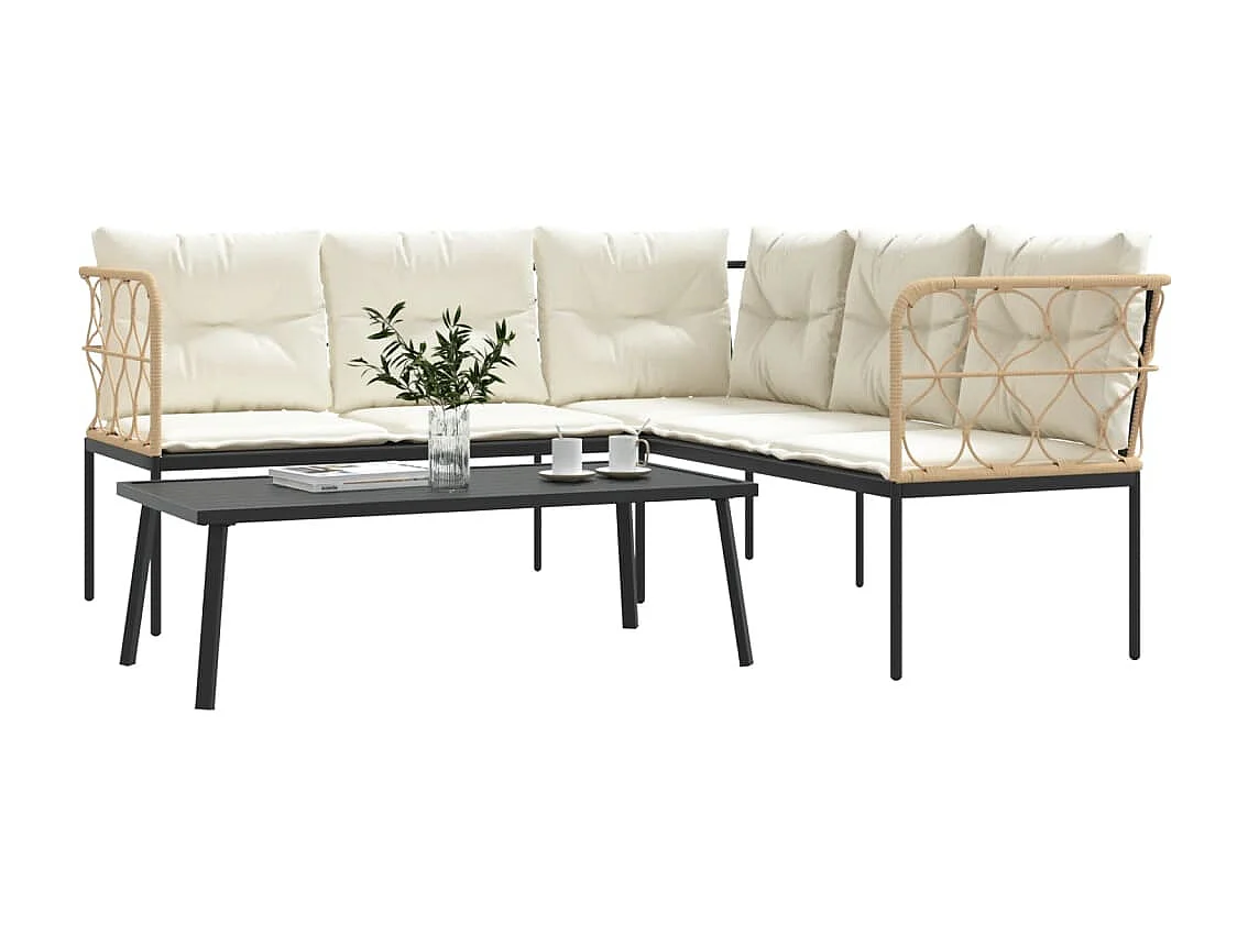 Ensemble de canapés de jardin et coussins noir acier textilène