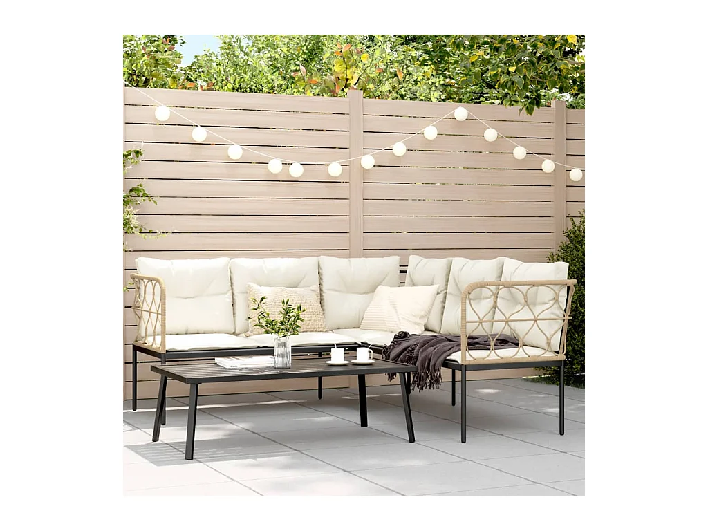 Ensemble de canapés de jardin et coussins noir acier textilène