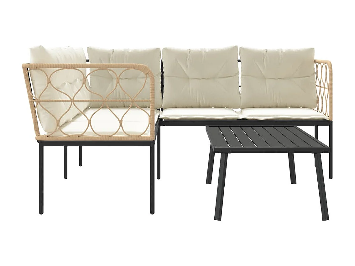 Ensemble de canapés de jardin et coussins noir acier textilène