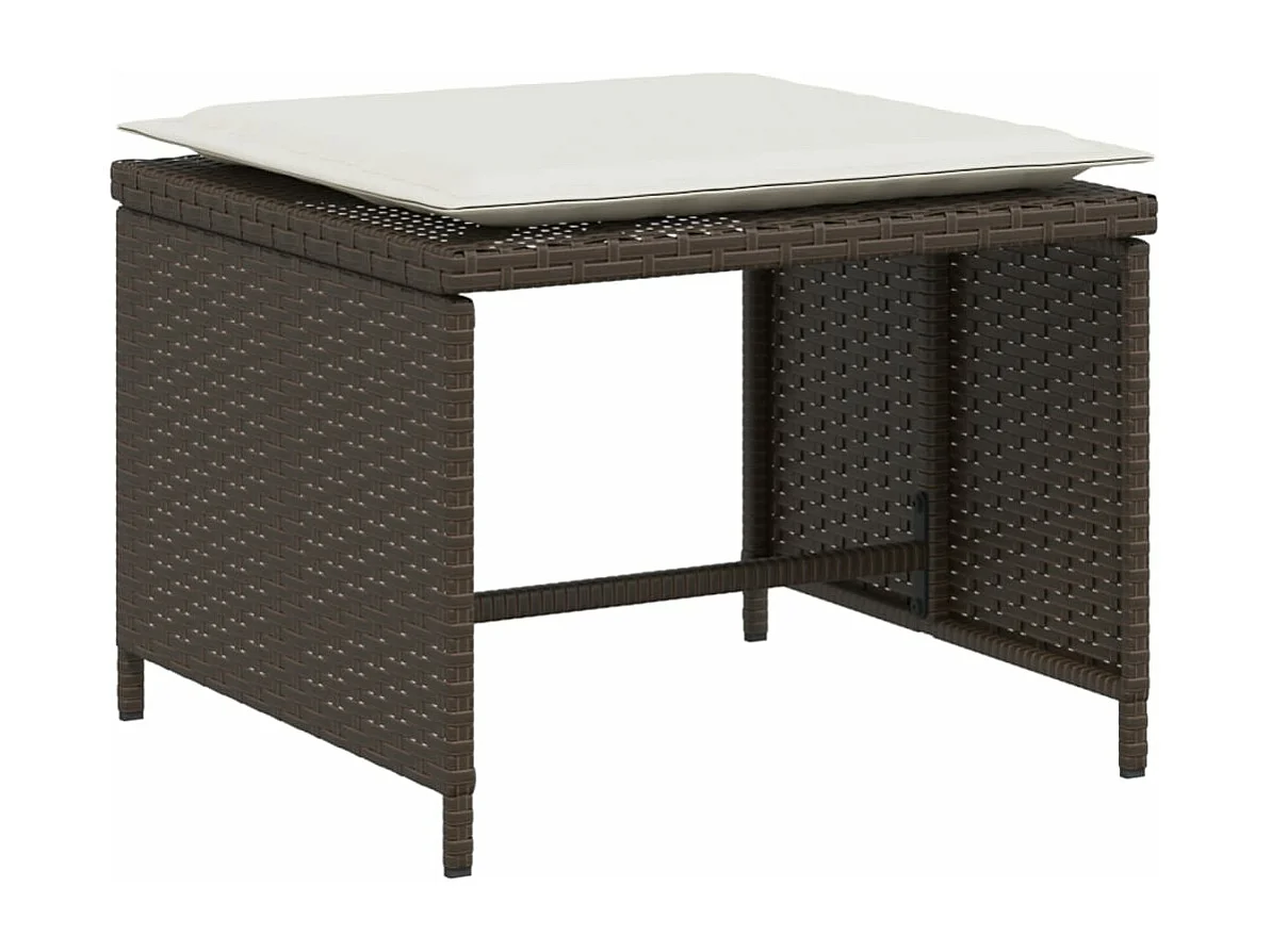 Sedia da Giardino con Poggiapiedi in Polyrattan Marrone