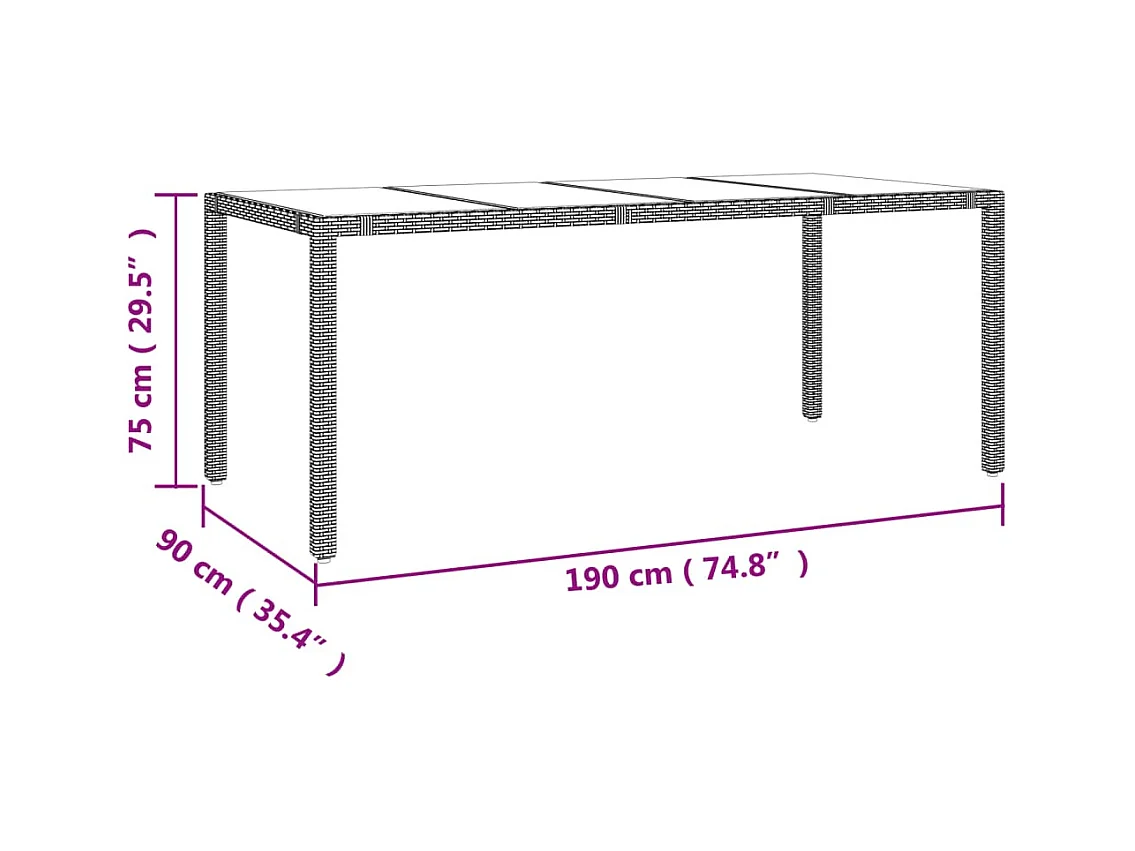 Ensemble à manger de jardin coussins 7pcs Noir Résine tressée
