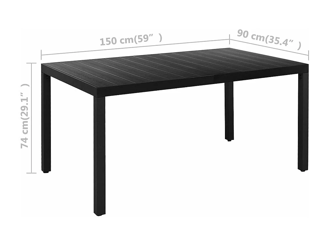 Ensemble à manger de jardin 7 pcs noir