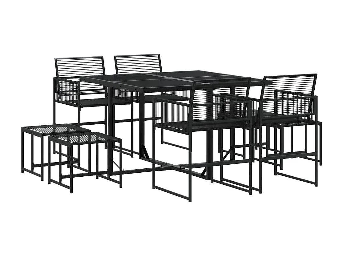 Ensemble à manger de jardin 9 pcs Noir Résine tressée