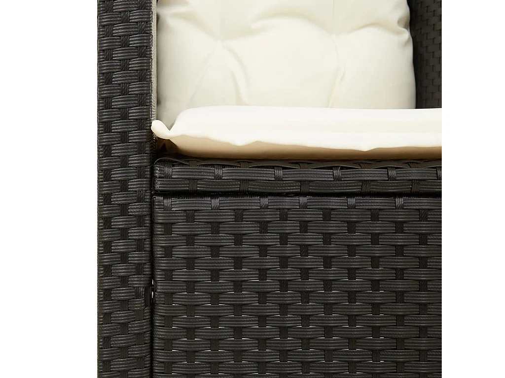 Ensemble de bistro 3 pcs et coussins noir résine tressée acacia