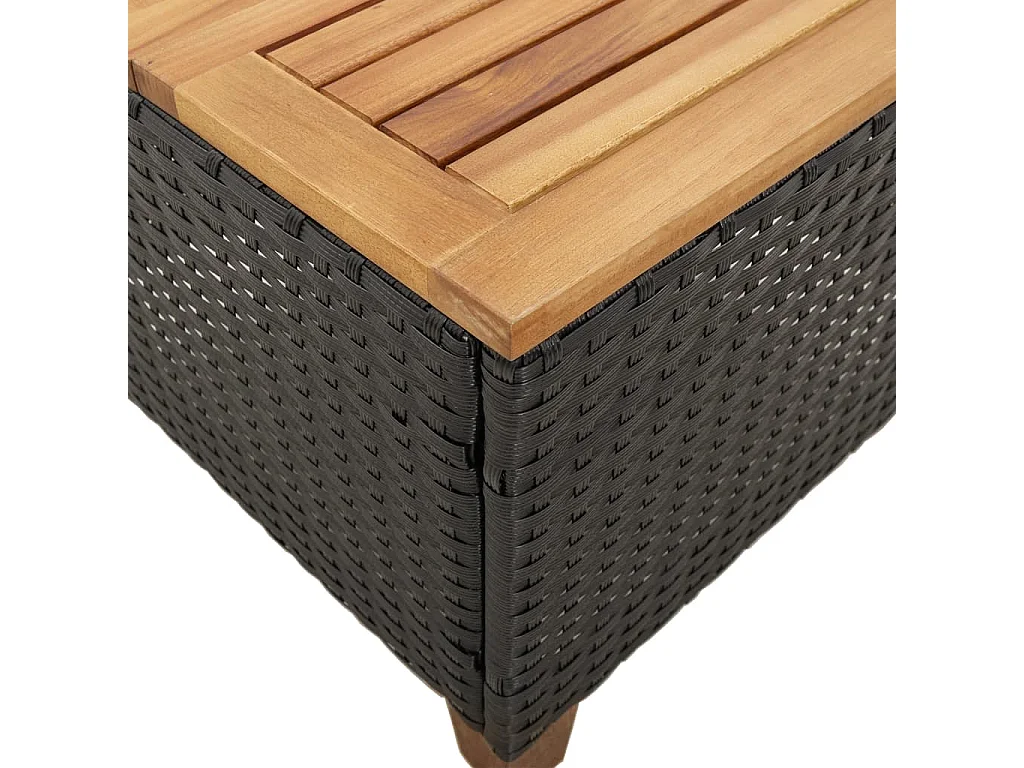 Ensemble de bistro 3 pcs et coussins noir résine tressée acacia