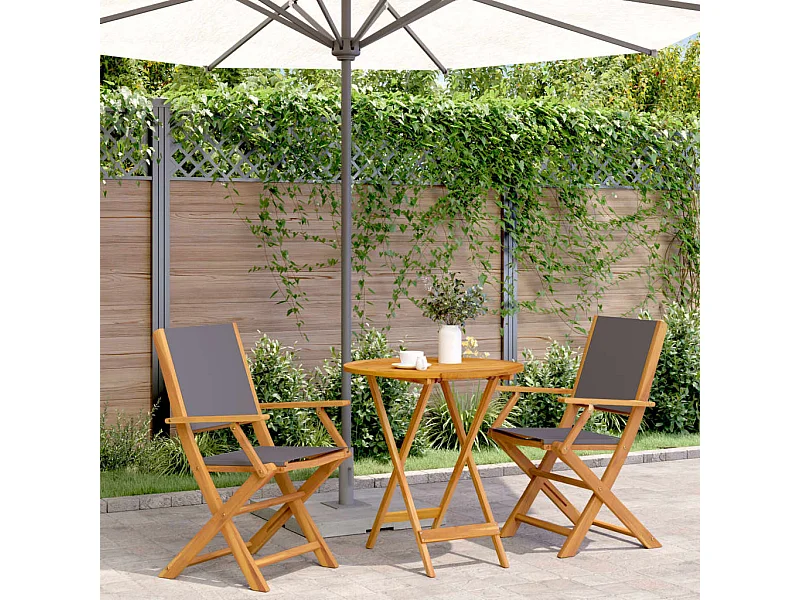 Ensemble de bistro 3 pcs anthracite tissu et bois massif