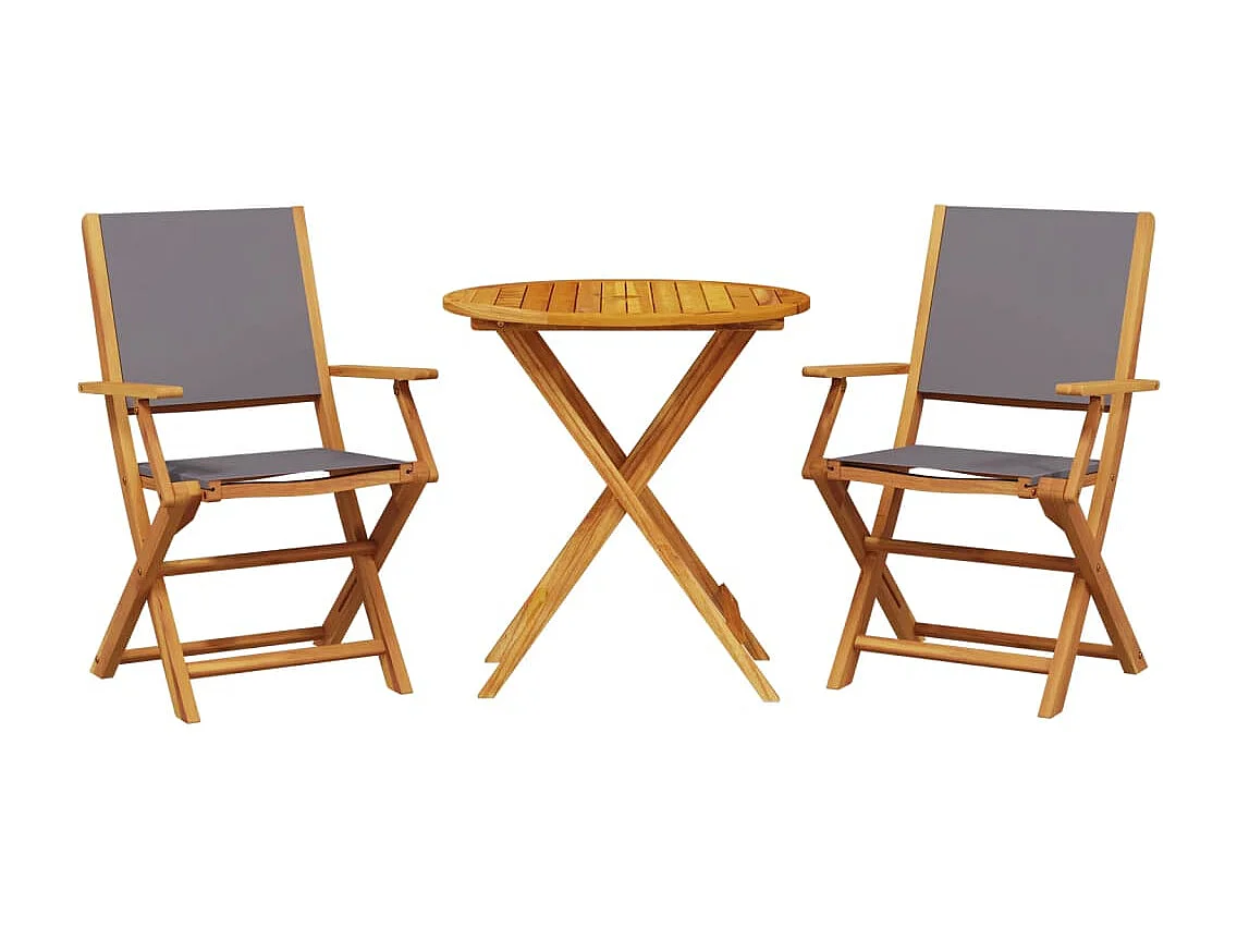 3 pcs conjunto de bistrô tecido e madeira maciça antracite