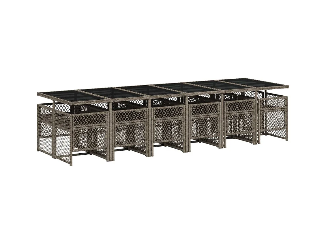 13-delige Tuinset met kussens poly rattan grijs
