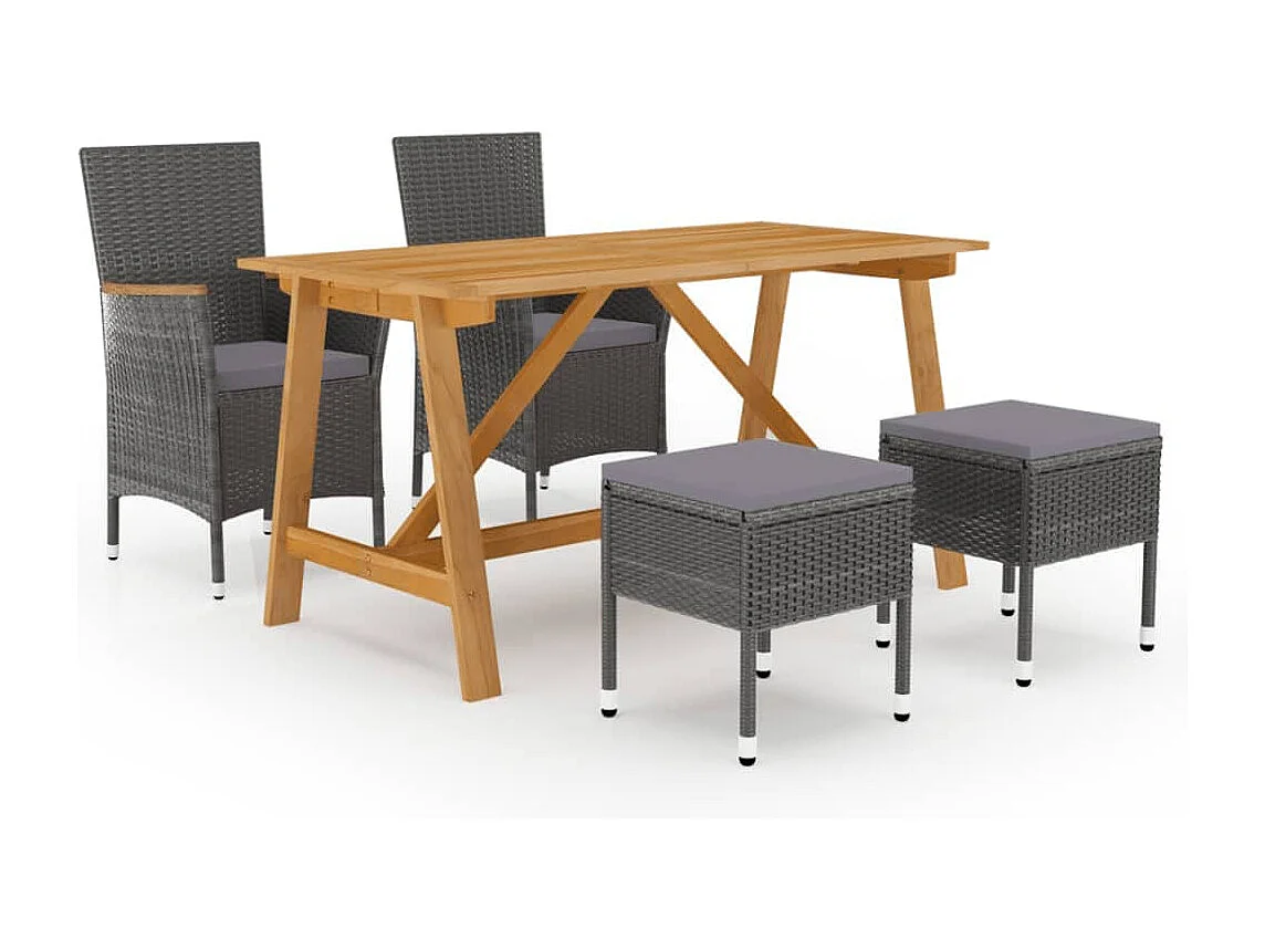 5 pcs conjunto de jantar para jardim cinzento