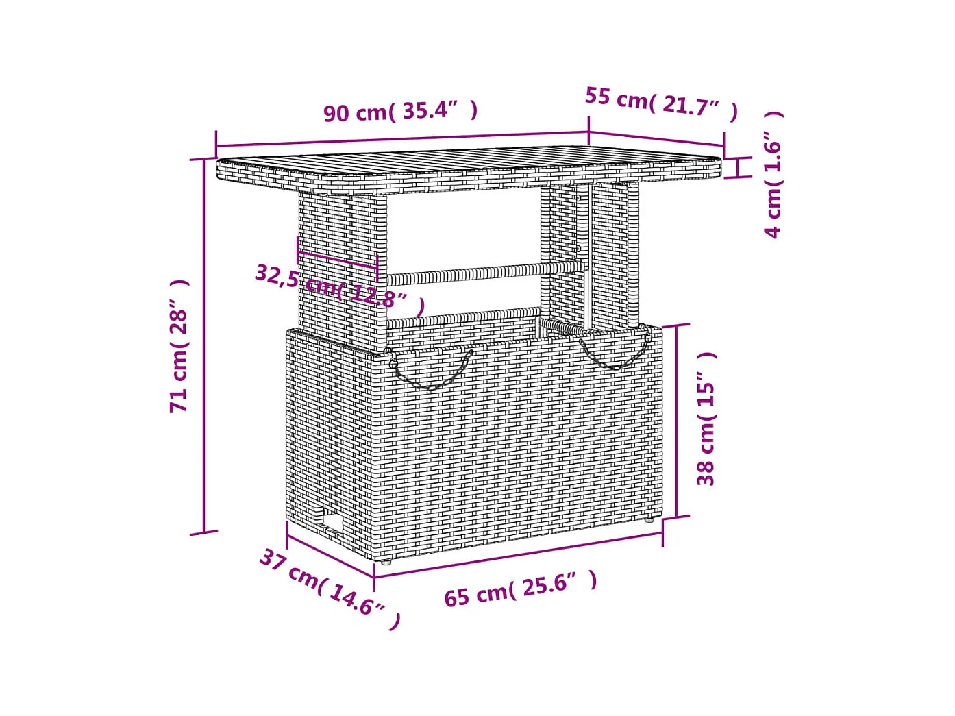 2-delige Tuinset met kussens poly rattan beige
