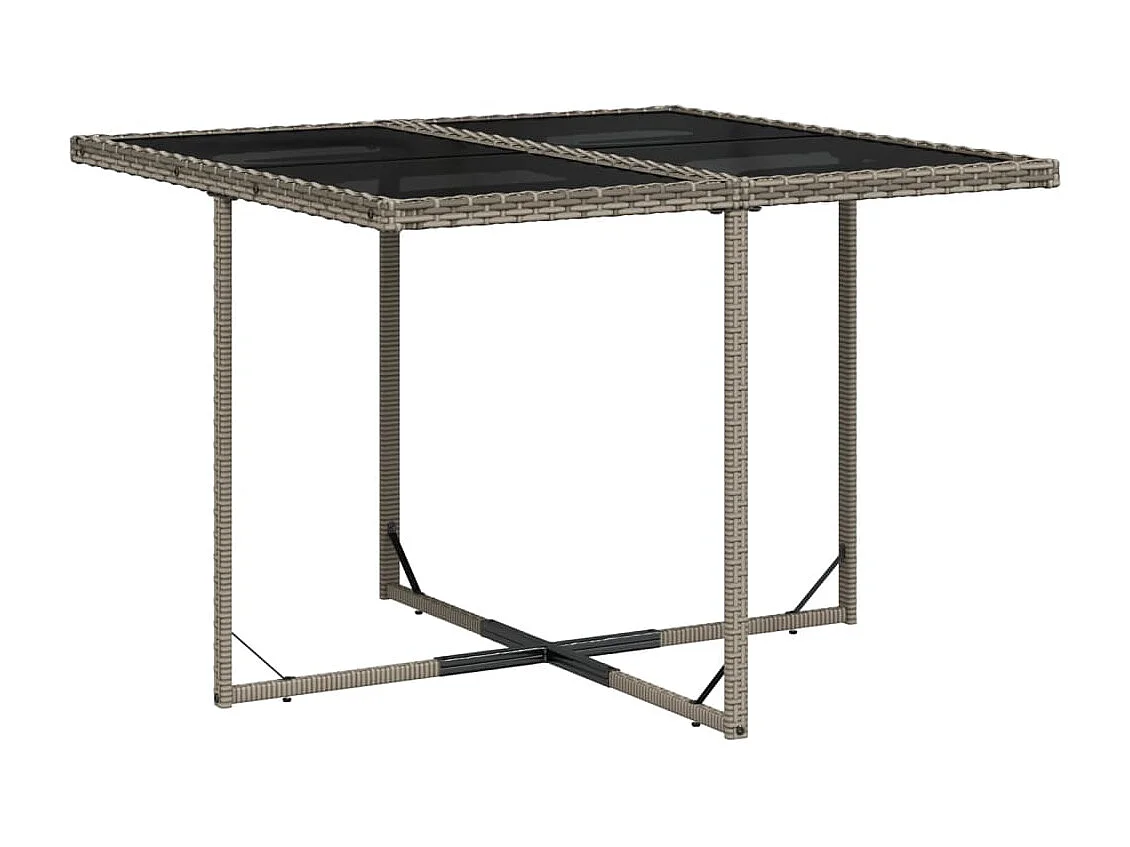 9-tlg. Garten-Essgruppe mit Kissen Grau Poly Rattan