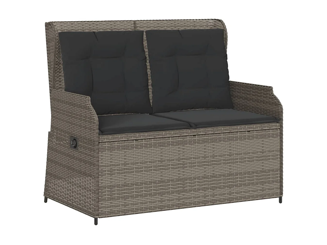 3 pcs conjunto lounge de jardim c/ almofadões vime PE cinzento