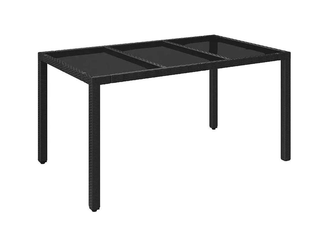 7-tlg. Garten-Essgruppe mit Kissen Schwarz Poly Rattan