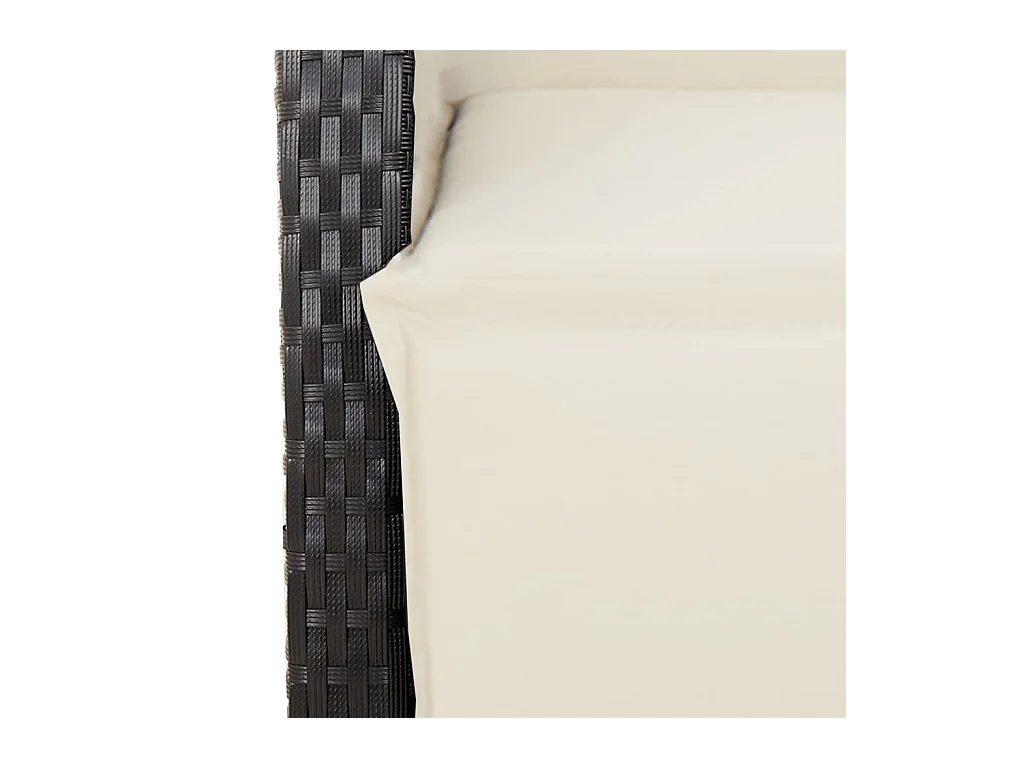 7-tlg. Garten-Essgruppe mit Kissen Schwarz Poly Rattan