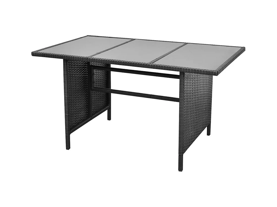 4-tlg. Garten-Lounge-Set mit Auflagen Poly Rattan Schwarz