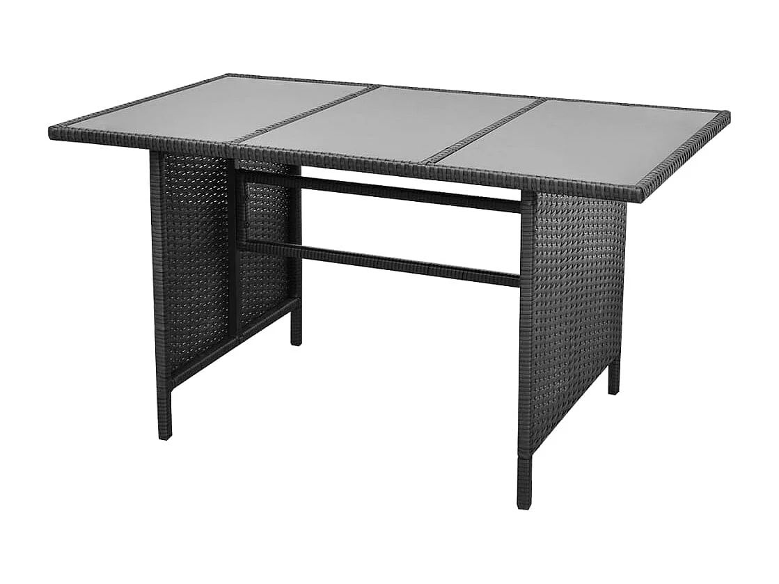 4-tlg. Garten-Lounge-Set mit Auflagen Poly Rattan Schwarz