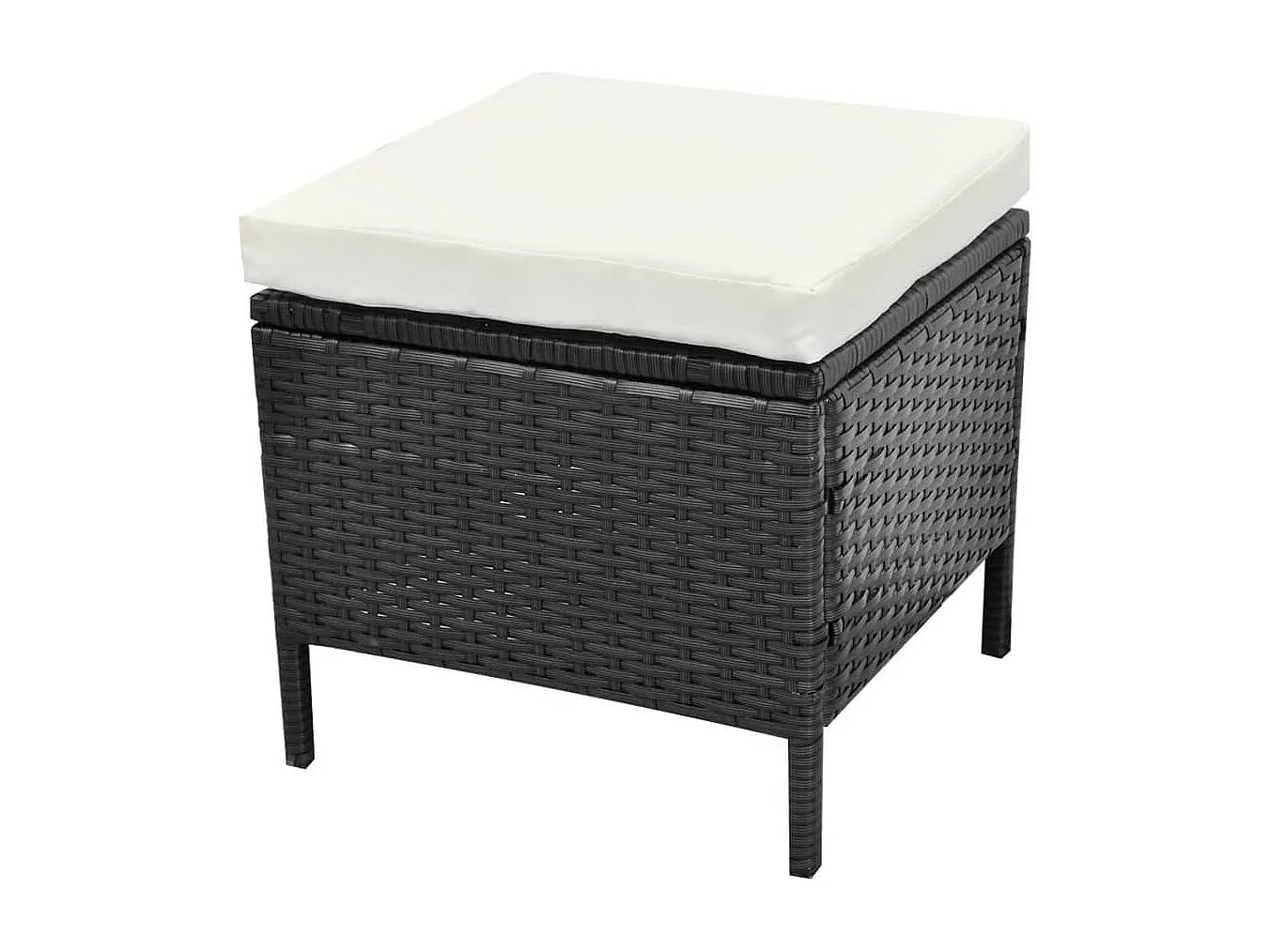 4-tlg. Garten-Lounge-Set mit Auflagen Poly Rattan Schwarz
