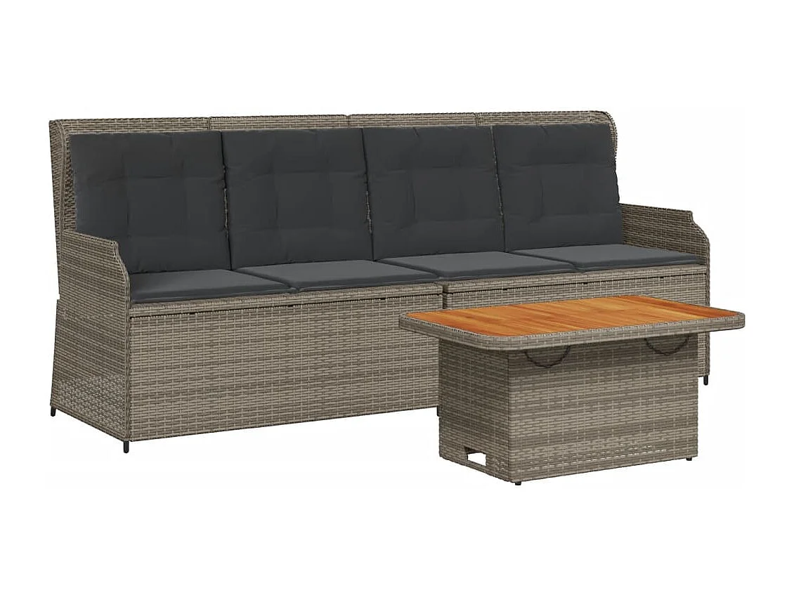 Set Divani da Giardino 3 pz con Cuscini in Polyrattan Grigio