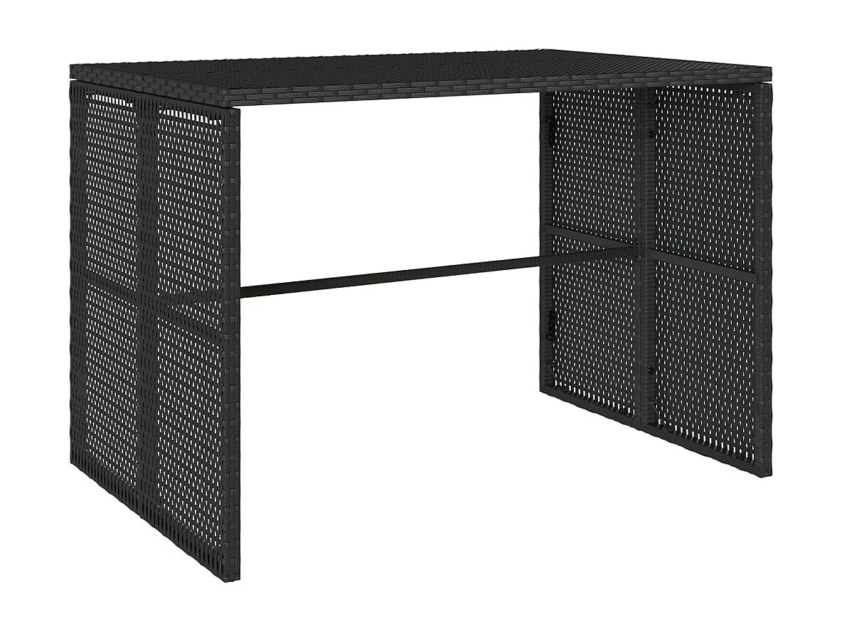 Set da Pranzo da Giardino 3 pz con Cuscini Nero in Polyrattan
