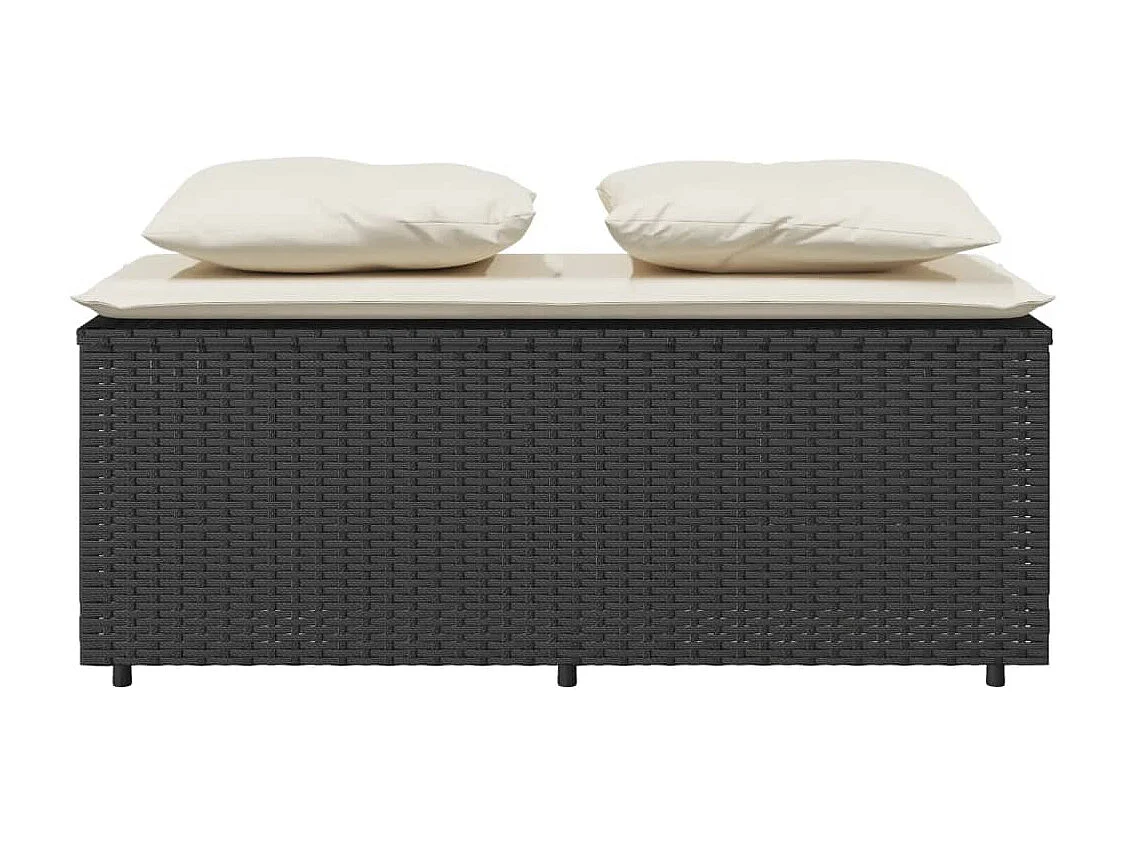 3-tlg. Garten-Essgruppe mit Kissen Schwarz Poly Rattan