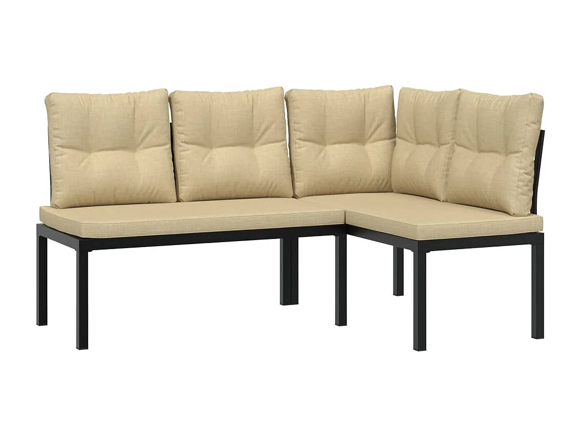 Gartenbank-Set 3-tlg. Schwarz Pulverbeschichteter Stahl