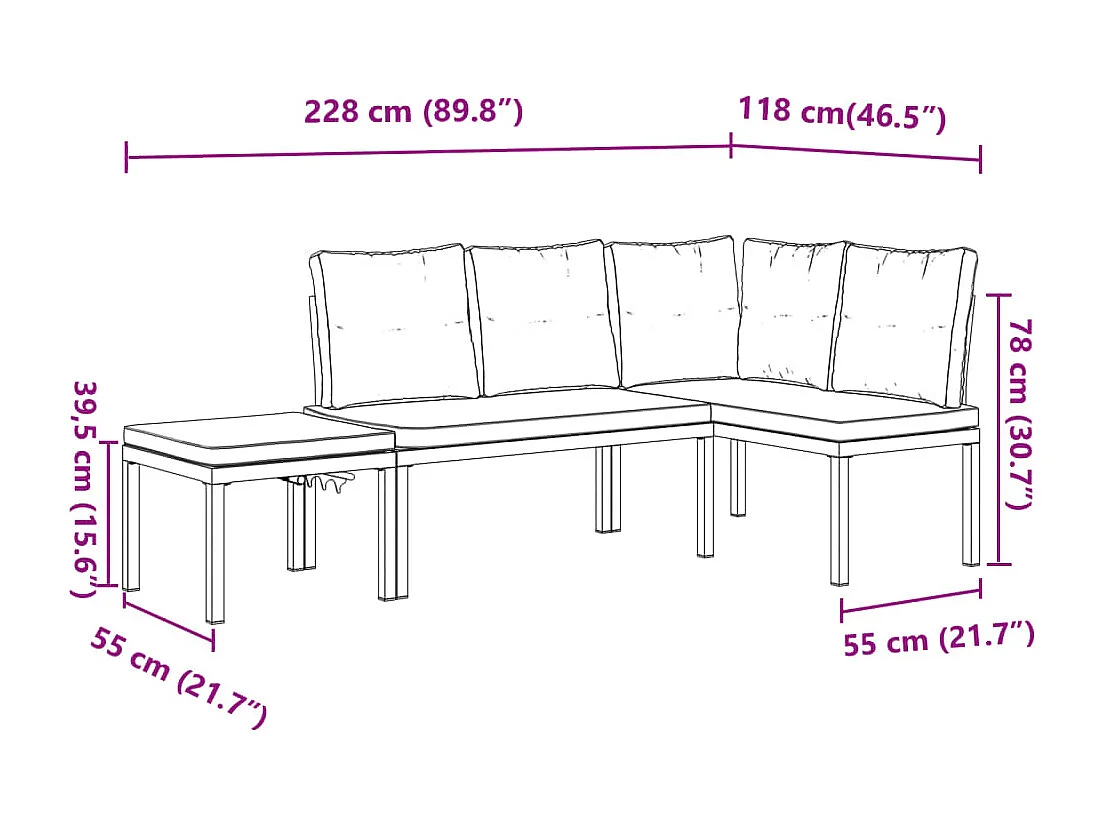 Gartenbank-Set 3-tlg. Schwarz Pulverbeschichteter Stahl