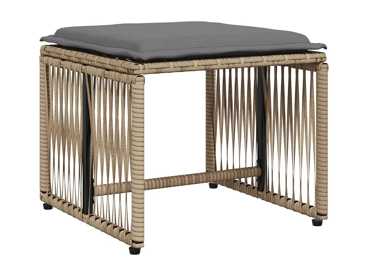 Set comedor de jardín 7 pzas con cojines ratán sintético beige