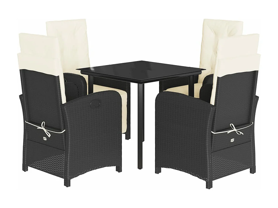 Set de muebles jardín 5 pzas con cojines ratán sintético negro