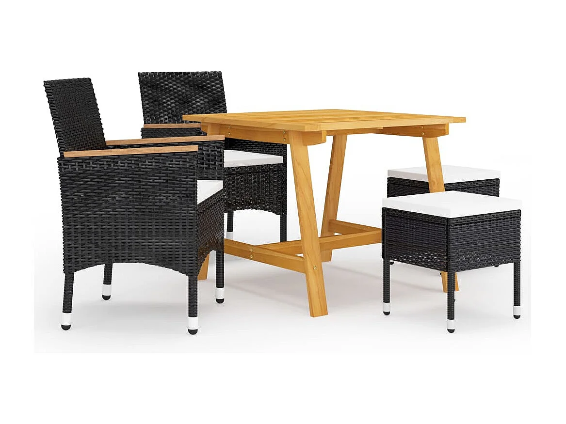 Set Mobili da Pranzo per Giardino 5 pz Nero