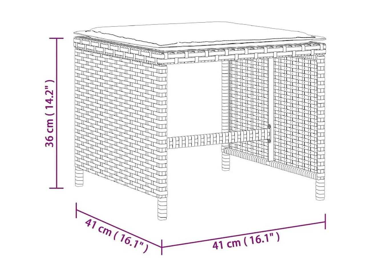 11 pcs conjunto de jantar p/ jardim c/ almofadões vime PE preto