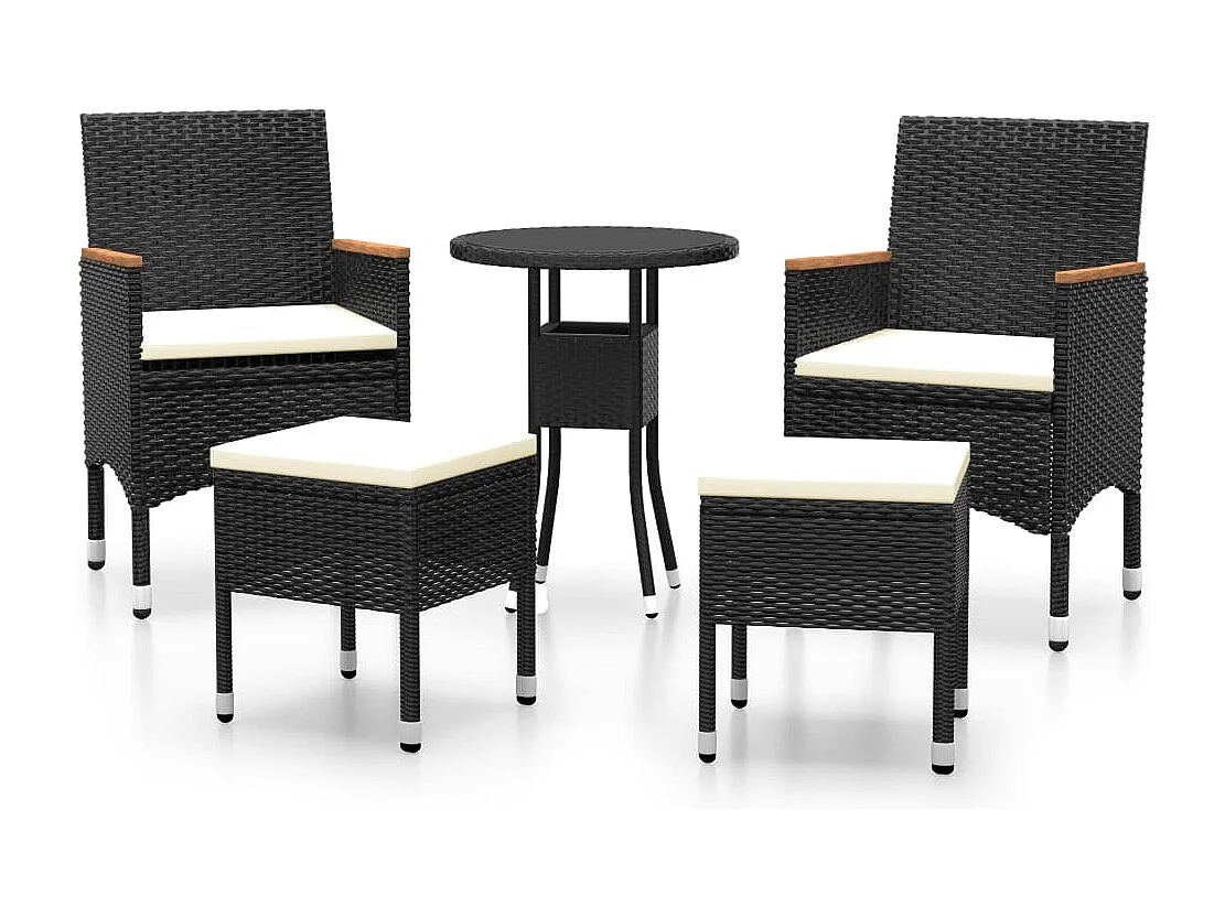 Salon de jardin 5 pcs Résine tressée Noir