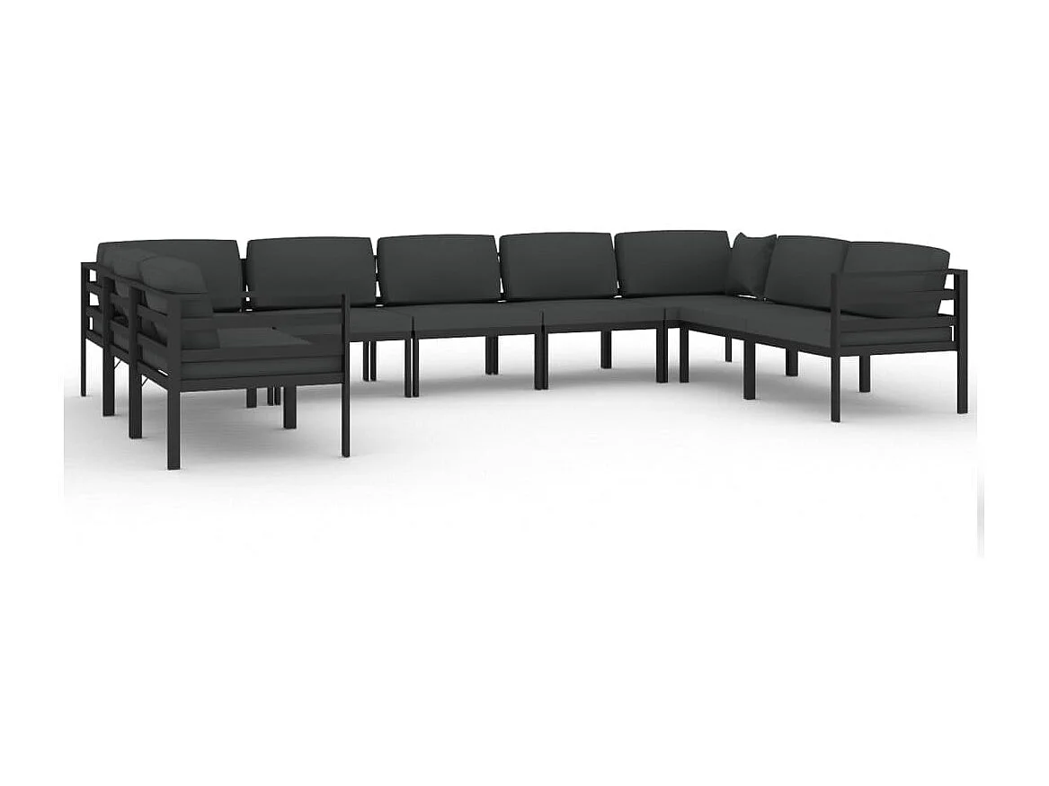 Salon de jardin 9 pcs avec coussins Aluminium Anthracite
