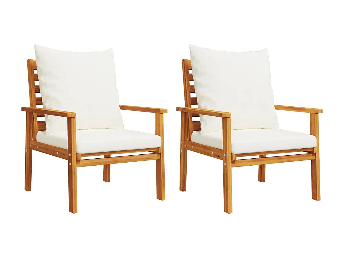 Set Mobili da Giardino 3pz con Cuscini Legno Massello di Acacia