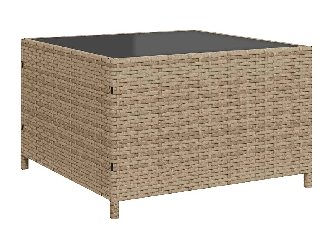 Sofá de jardim forma de L c/ mesa e almofadões vime PE bege