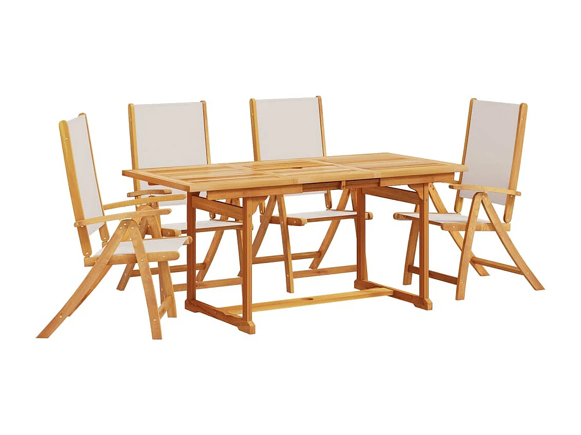 Juego comedor de jardín 5 pzas madera maciza acacia y textileno