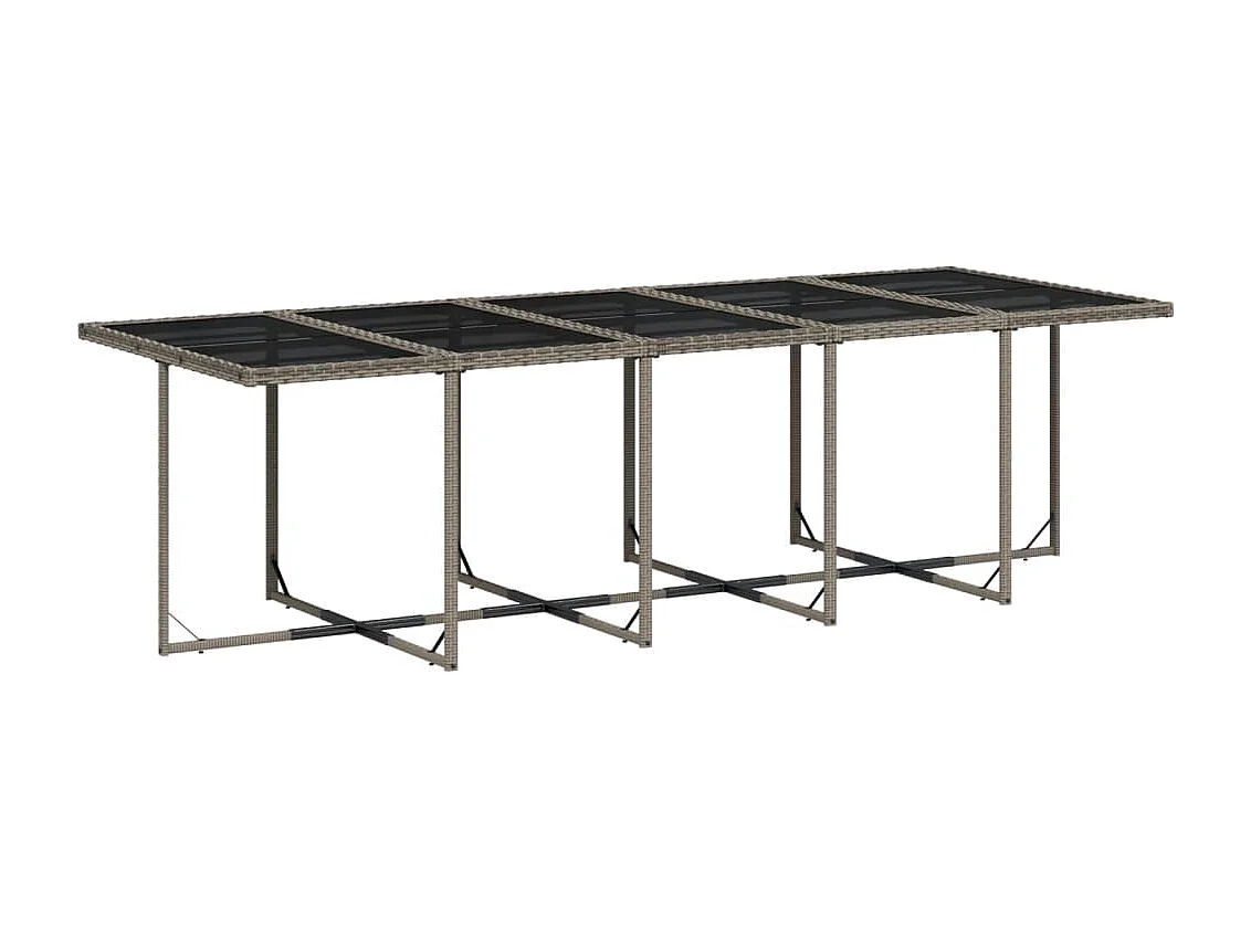 Ensemble à manger de jardin 11pcs avec coussins gris poly rotin