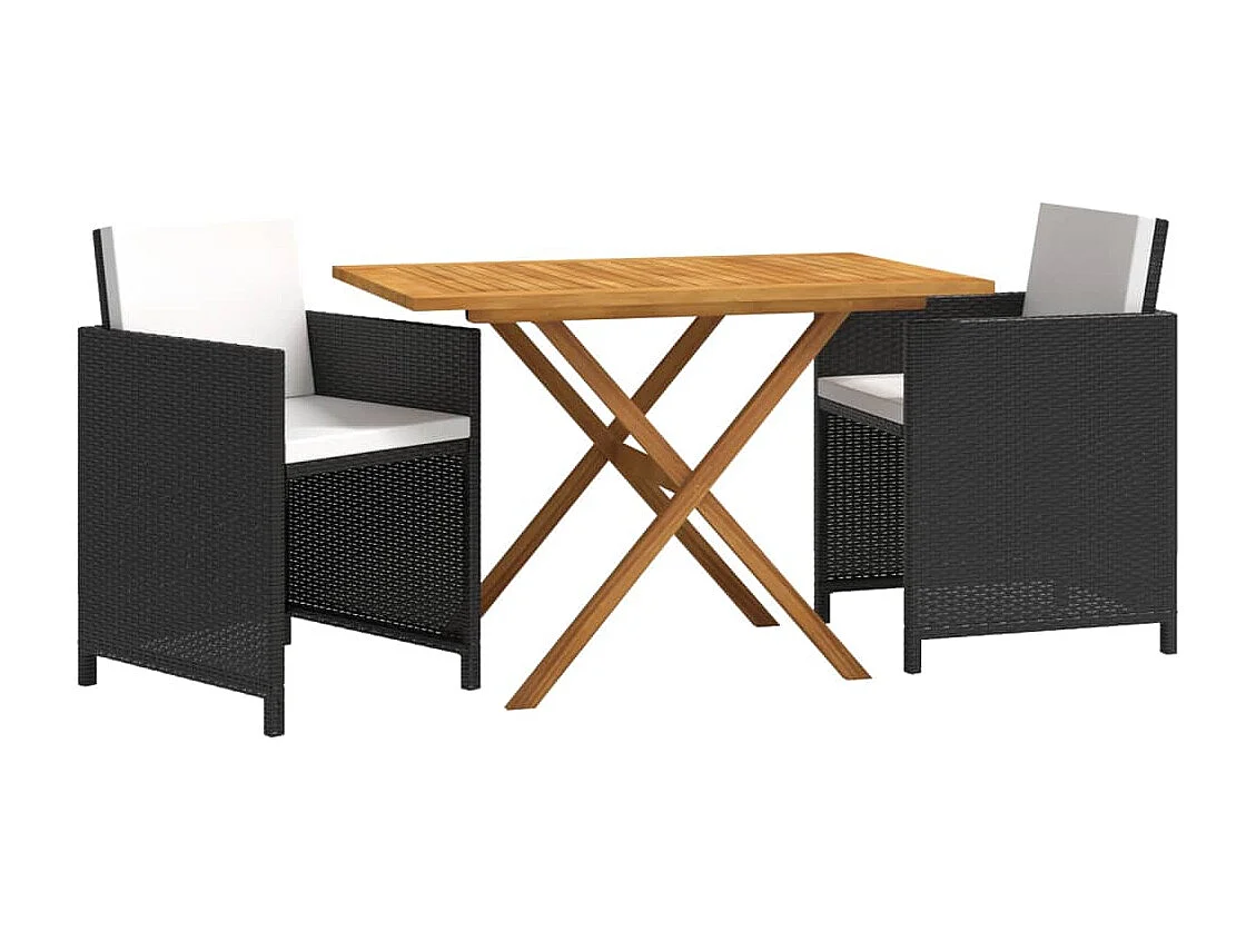 Ensemble à manger de jardin avec coussins 3 pcs Noir