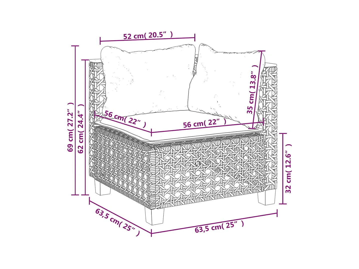 Salon de jardin avec coussins 7 pcs gris résine tressée