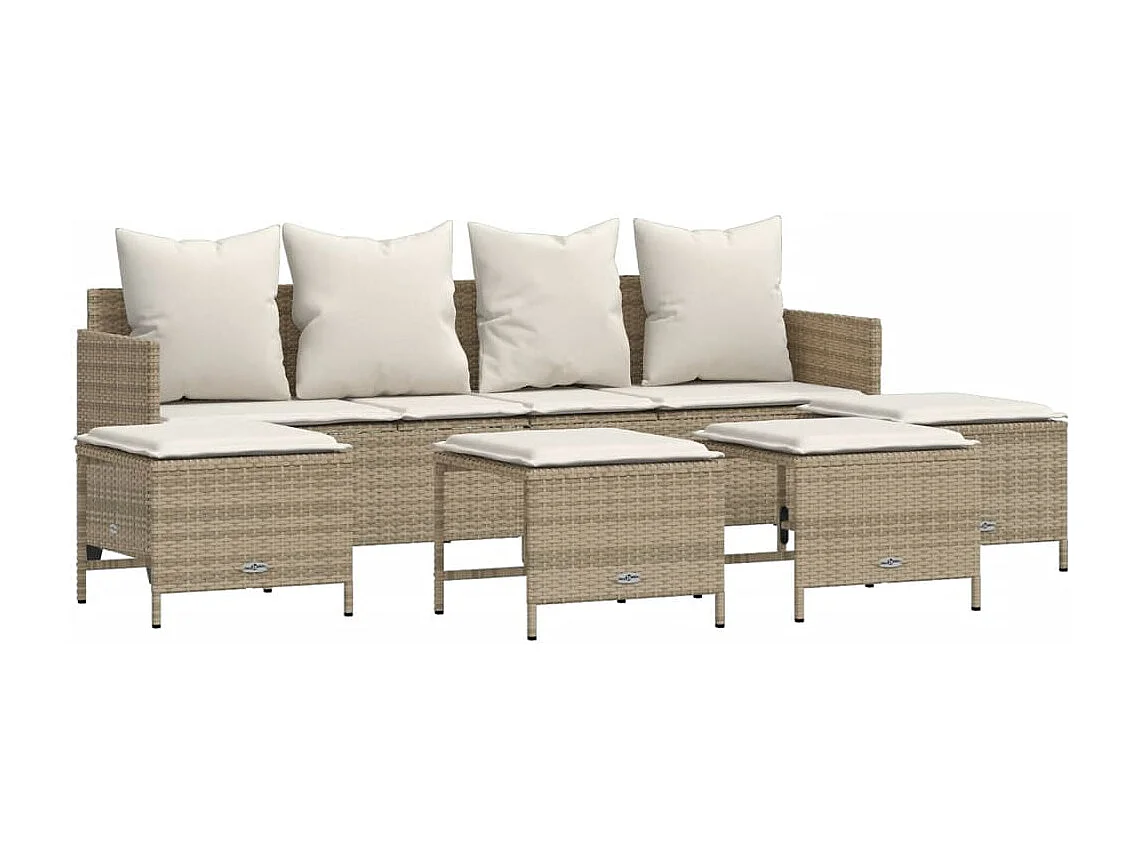 Salon de jardin avec coussins 5 pcs beige résine tressée