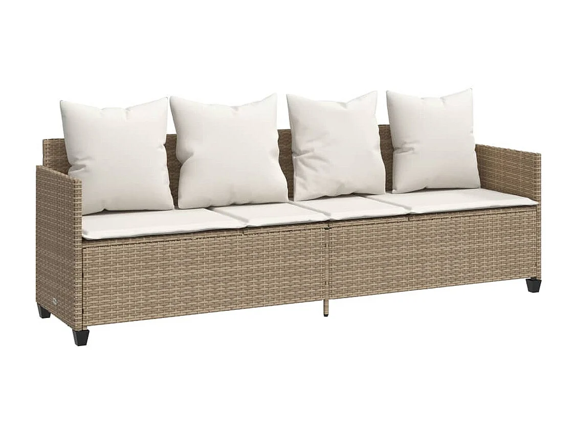 Salon de jardin avec coussins 5 pcs beige résine tressée