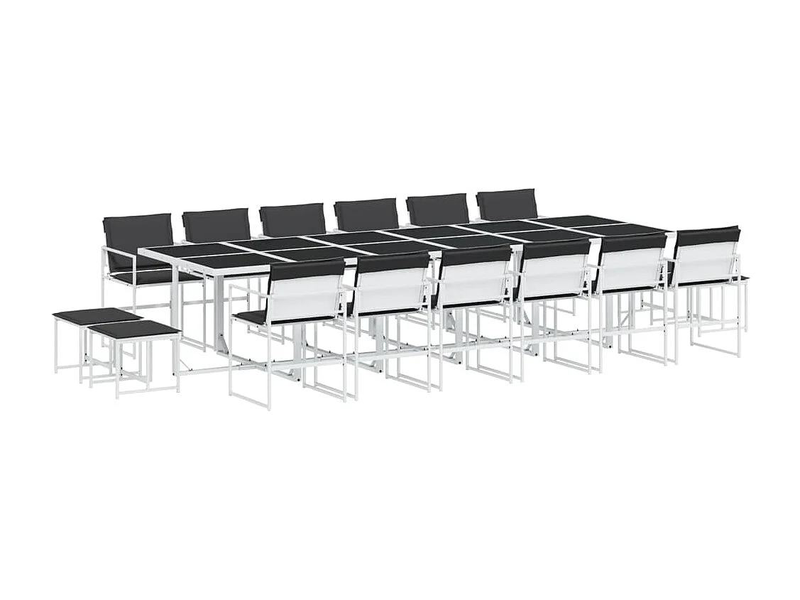 17 pcs conj. de jantar p/ jardim c/ almofadões textilene branco