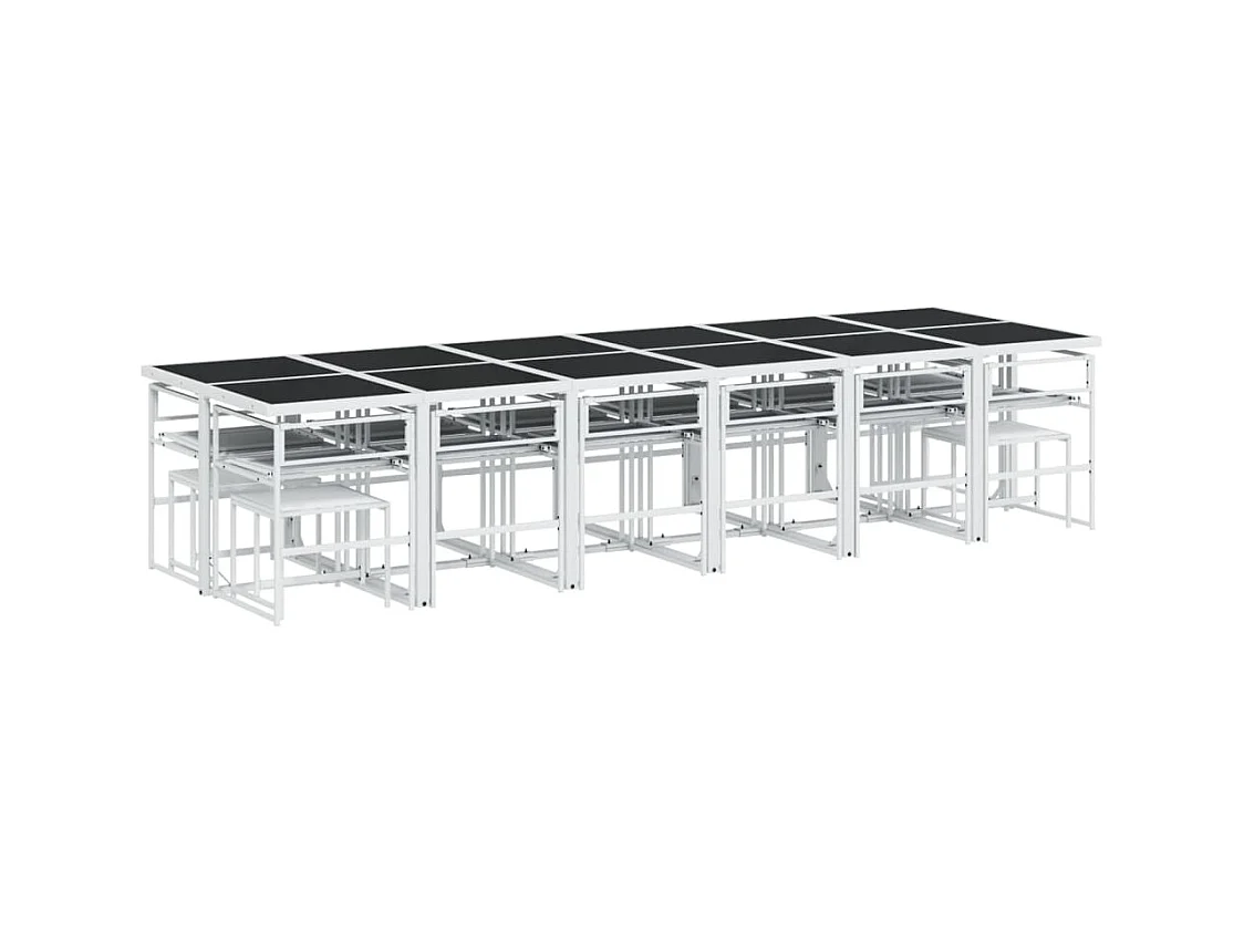Ensemble à manger de jardin avec coussins 17pcs blanc textilène