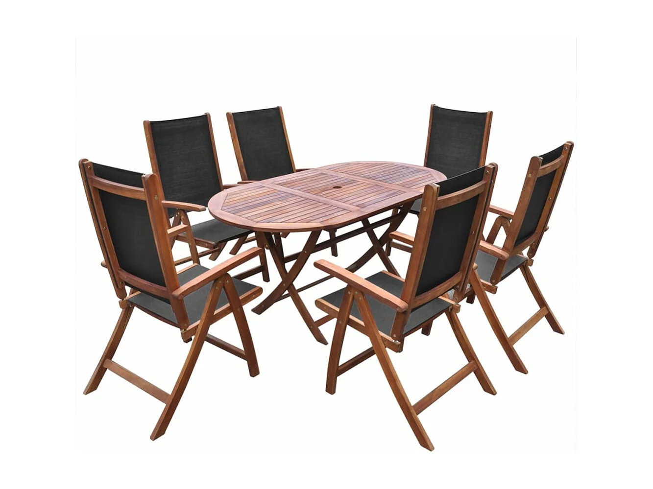 Set comedor de jardín 9 pzas y cojines madera maciza de acacia