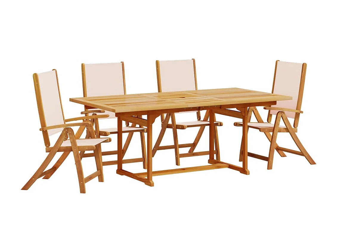 Ensemble à manger de jardin 5pcs bois d'acacia solide textilène