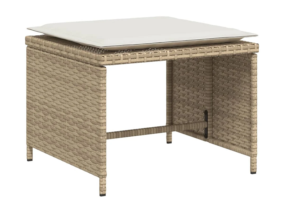 Chaise de jardin avec tabouret beige résine tressée