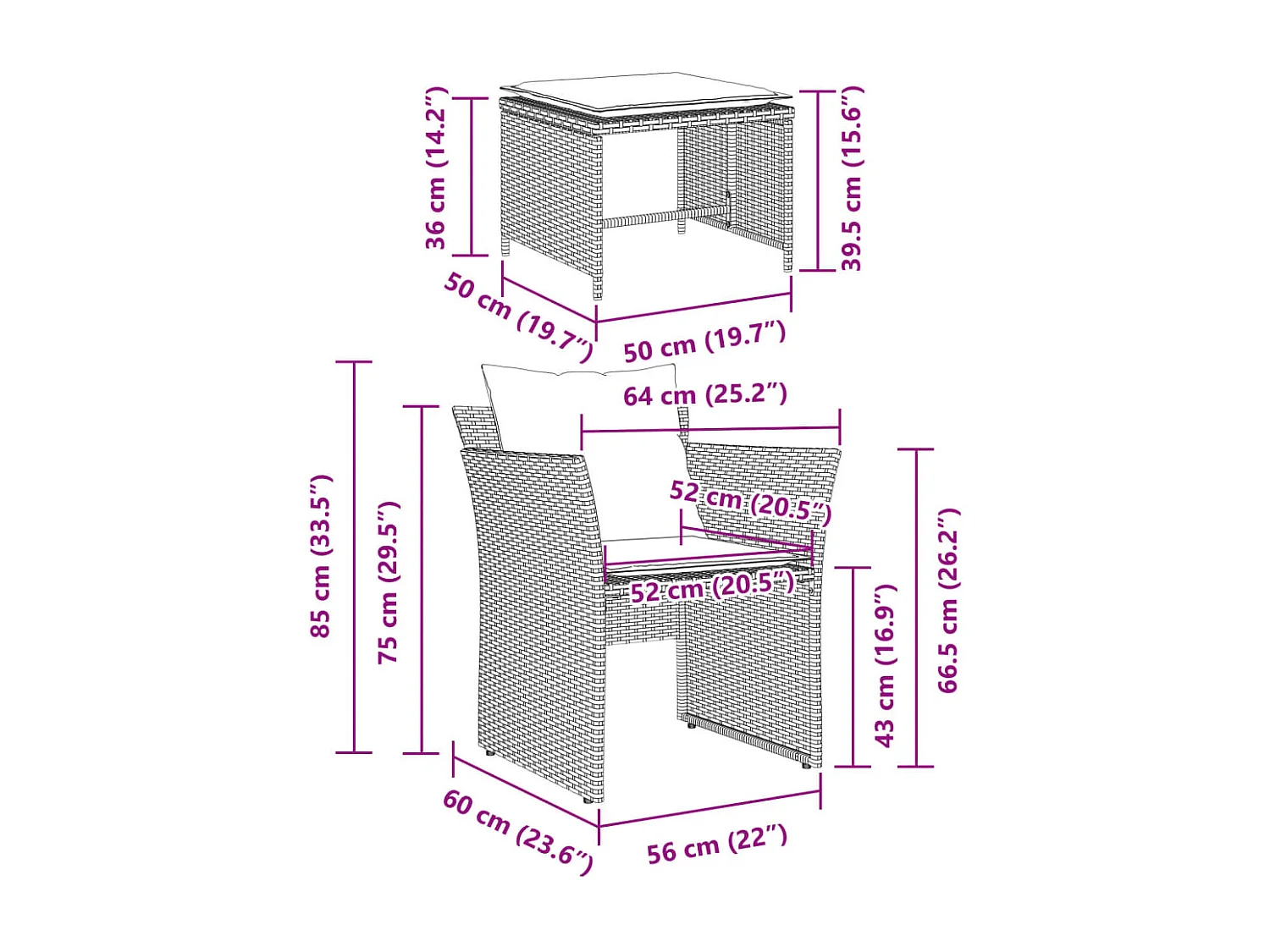 Chaise de jardin avec tabouret beige résine tressée