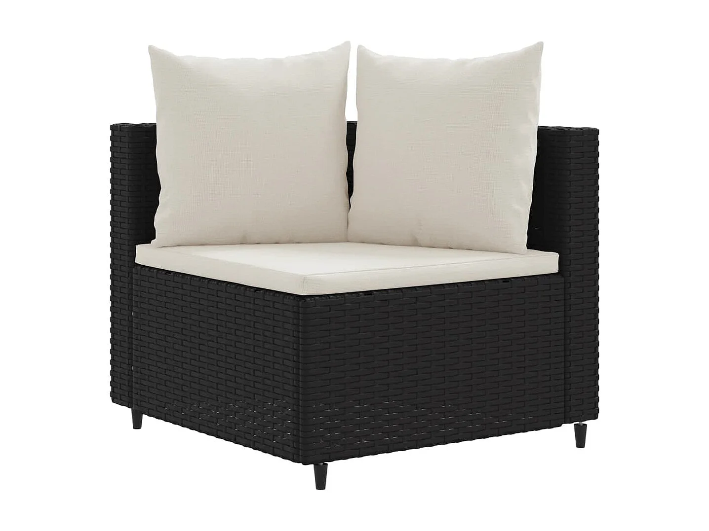 Salon de jardin 6 pcs avec coussins noir résine tressée